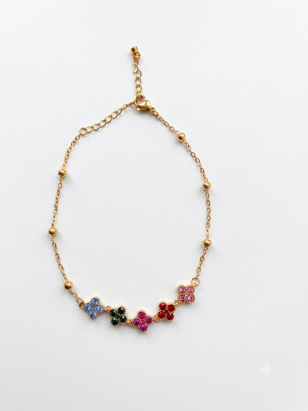 Chaine de cheville 5 fleurs
