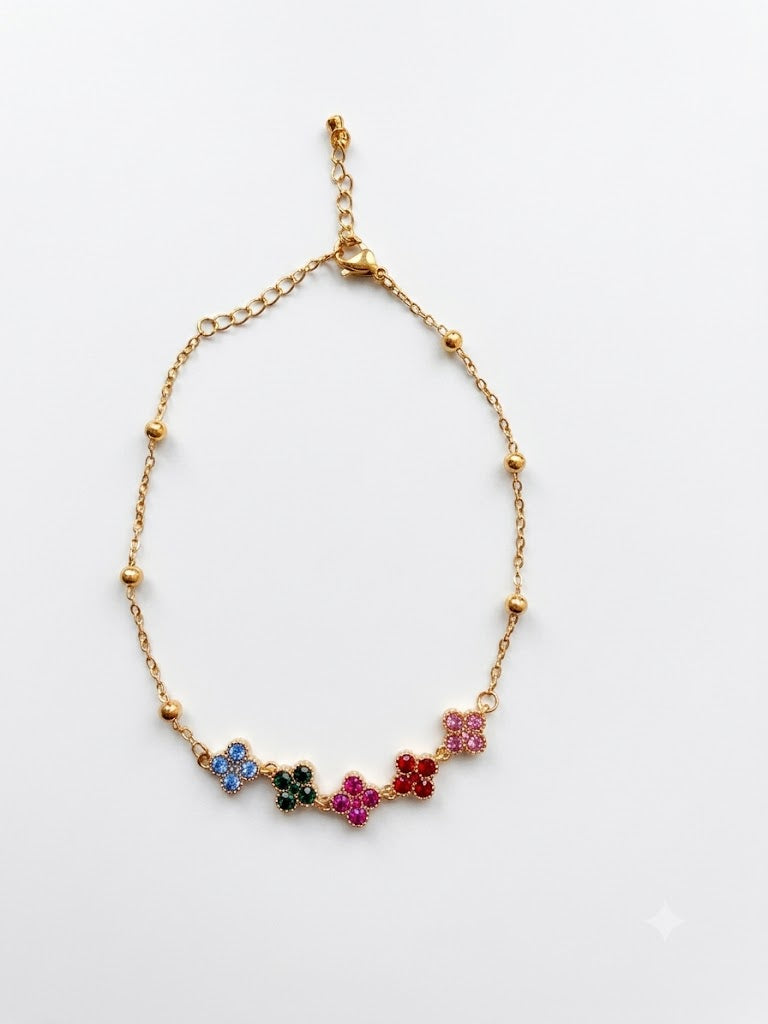 Chaine de cheville 5 fleurs