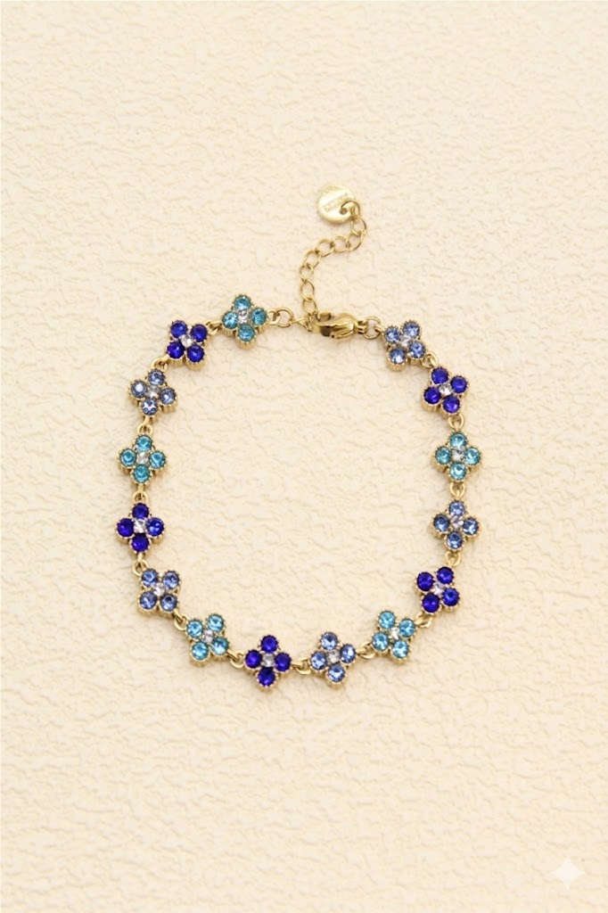 Bracelet fleur bleu