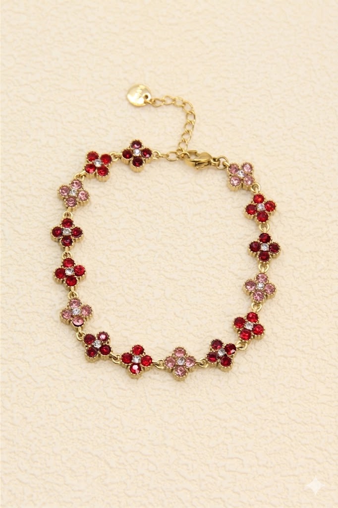 Bracelet fleur rouge