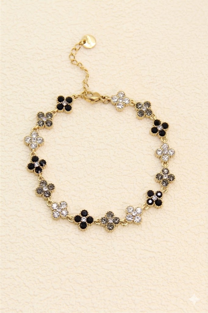 Bracelet fleur noir